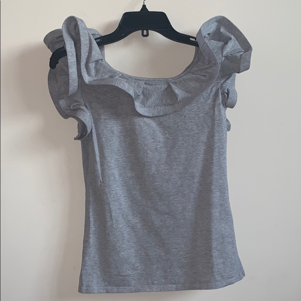 Akira Gray Ruffle Off The Shoulder Top